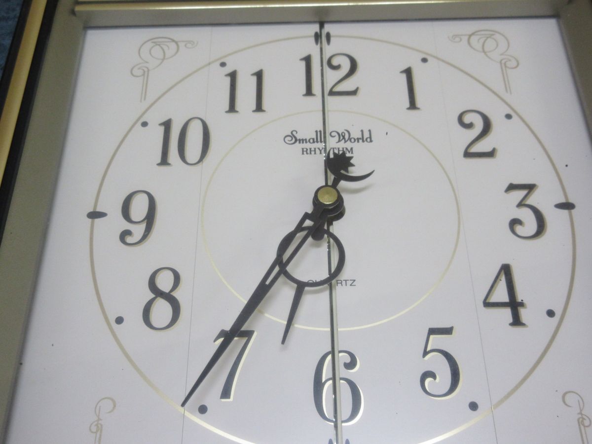 T030-N35-5331 リズム時計 スモールワールド 4MH744RH 掛け時計 ジャンク 現(xiàn)狀品1