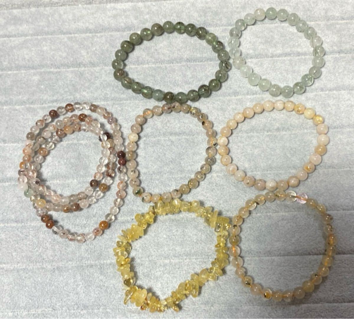 A12 ルチルクォーツ　ゴールデン　グリーン　混ぜこぜ　大量セット　まとめ売り　天然石　色石　金運　パワーストーン 色石 ブレスレット