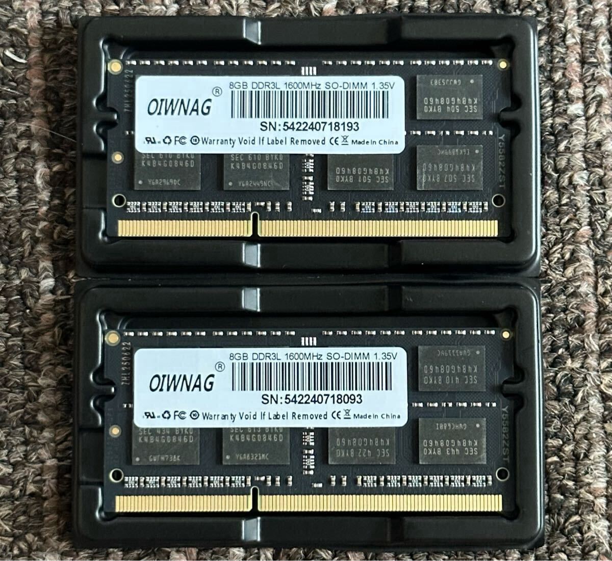 新品未使用 サムスンチップス samsungチップス 16GB(8GB×2枚) 2RX8 DDR3L 1600MHz PC3L-12800S SODIMM 204pinラップトップメモリRAM