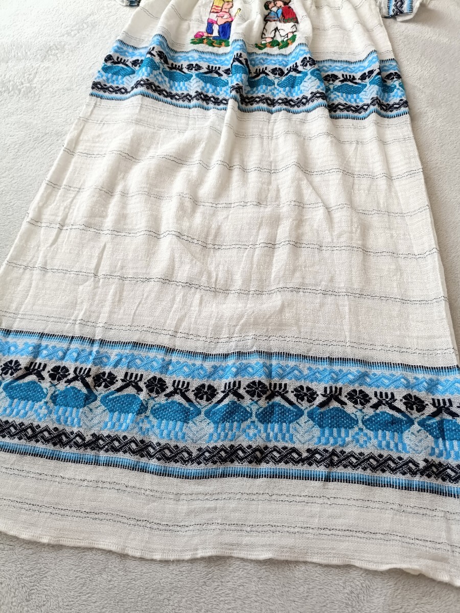 エスニック メキシカンワンピース 農民刺繍 エクアドル 民族衣装 フォークロア ヴィンテージ サンアントニーノ ボヘミアン_画像7