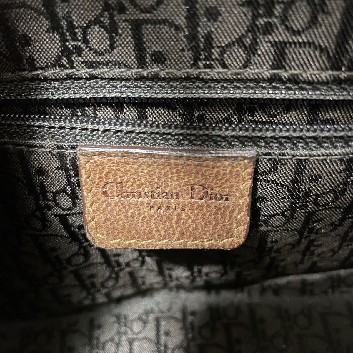 DIOR クリスチャン ディオール ショルダーバッグ レザー 金具 ゴールド 金 ストリートシック キャンバス ポーチ ブラウン トロッター
