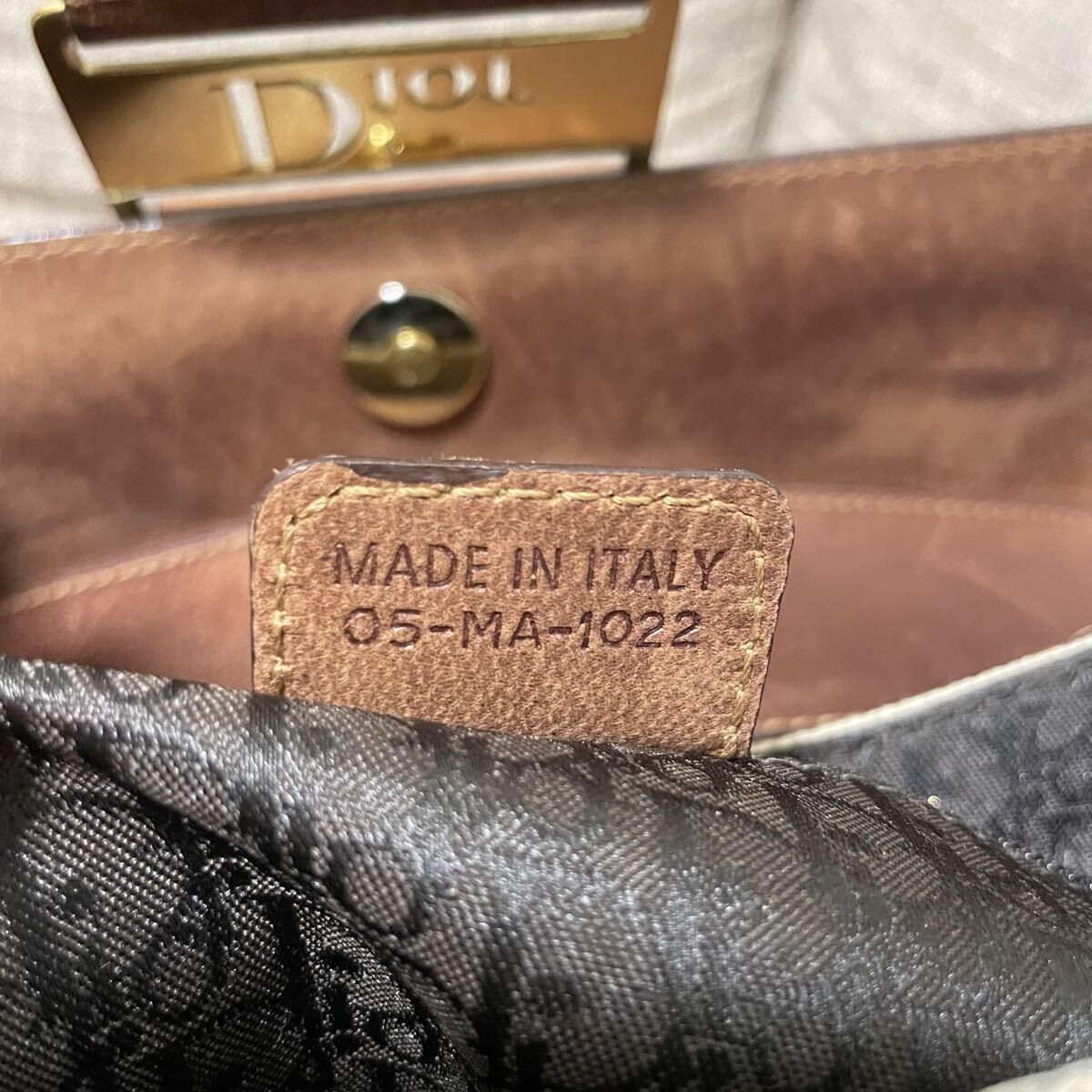 DIOR クリスチャン ディオール ショルダーバッグ レザー 金具 ゴールド 金 ストリートシック キャンバス ポーチ ブラウン トロッター