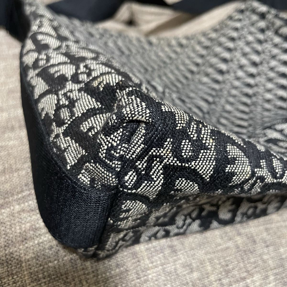 Christian Dior ショルダーバッグ トロッター オブリーク ジャガード キャンバス レザー ディオール クリスチャンディオール ネイビー