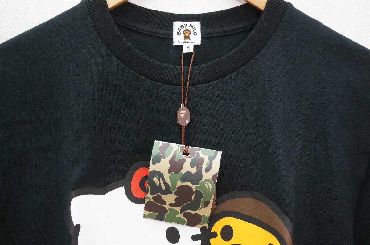 東ハ:未使用【A BATHING APE/ア ベイシング エイプ】HELLO KITTY×BABY MILO ベビーマイロ ハローキティ TEE M ブラック Ｔシャツ★送料無_画像6