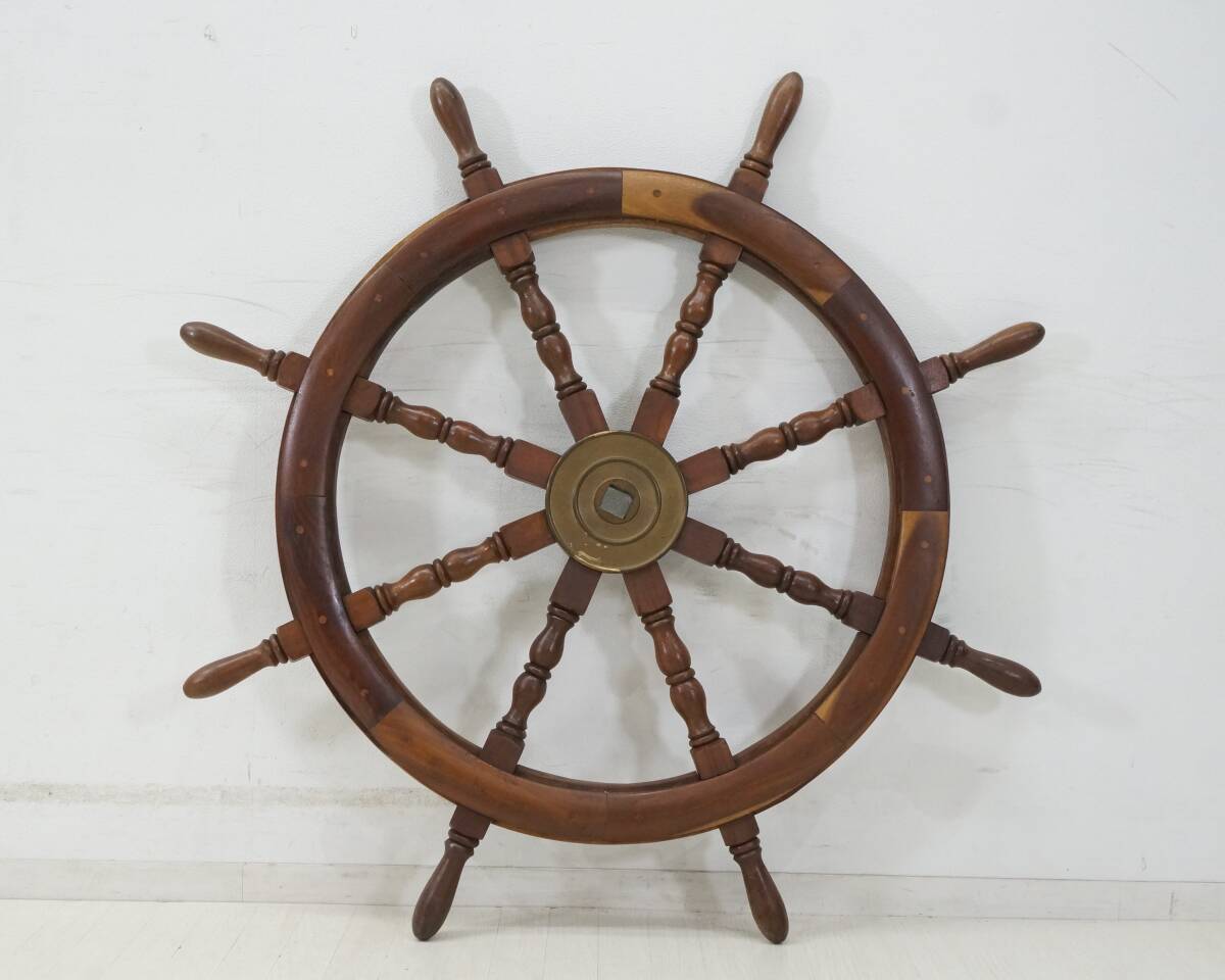 東ハ:【インテリア】船舶 木製ラット 幅約93㎝ 操舵輪 船かじ 船ハンドル 壁飾り ディスプレイアイテム ★送料無料★_画像3
