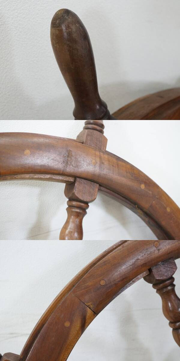 東ハ:【インテリア】船舶 木製ラット 幅約93㎝ 操舵輪 船かじ 船ハンドル 壁飾り ディスプレイアイテム ★送料無料★_画像8