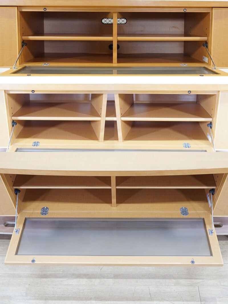 前ダ：【冨士ファニチア】テレビボード ローボード 引き出し 幅約142.2㎝ 高さ約46.3㎝ ナチュラル TVボード TV臺 リビングボード