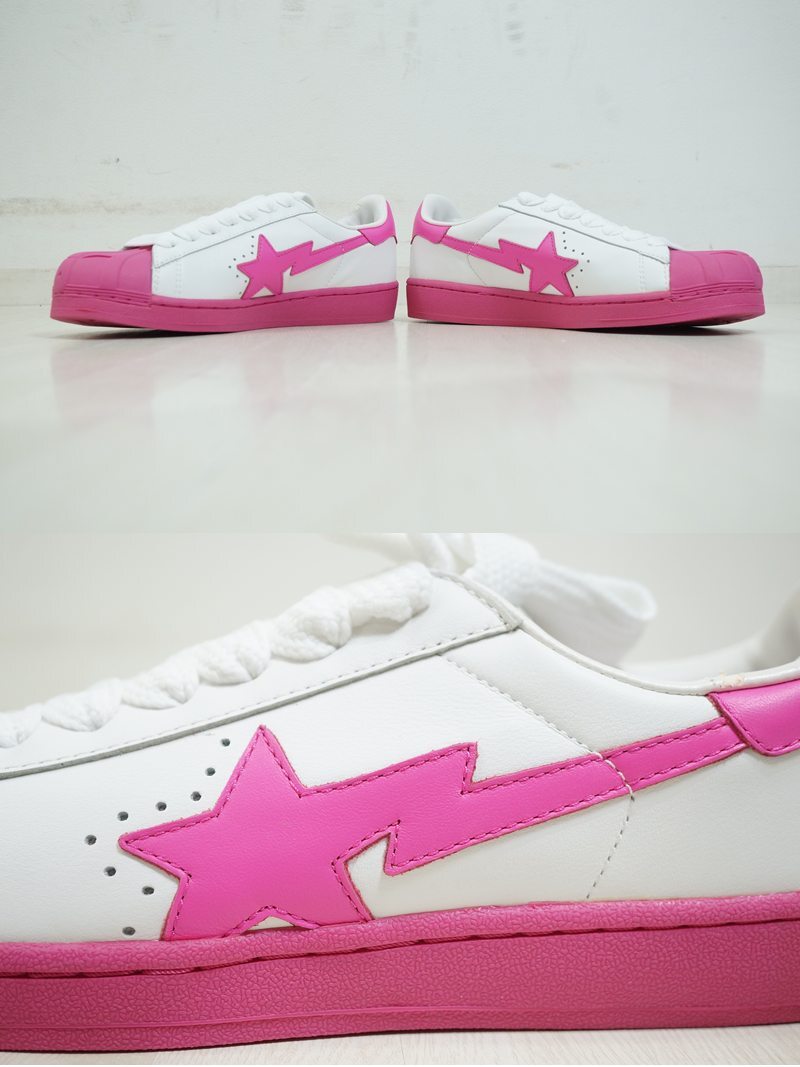 東ハ:未使用【A BATHING APE/ア ベイシング エイプ】FOOT Soldier BAPE STA ピンク×ホワイト FS-004 28㎝ ベイプ スニーカー ★送料無料★_画像5
