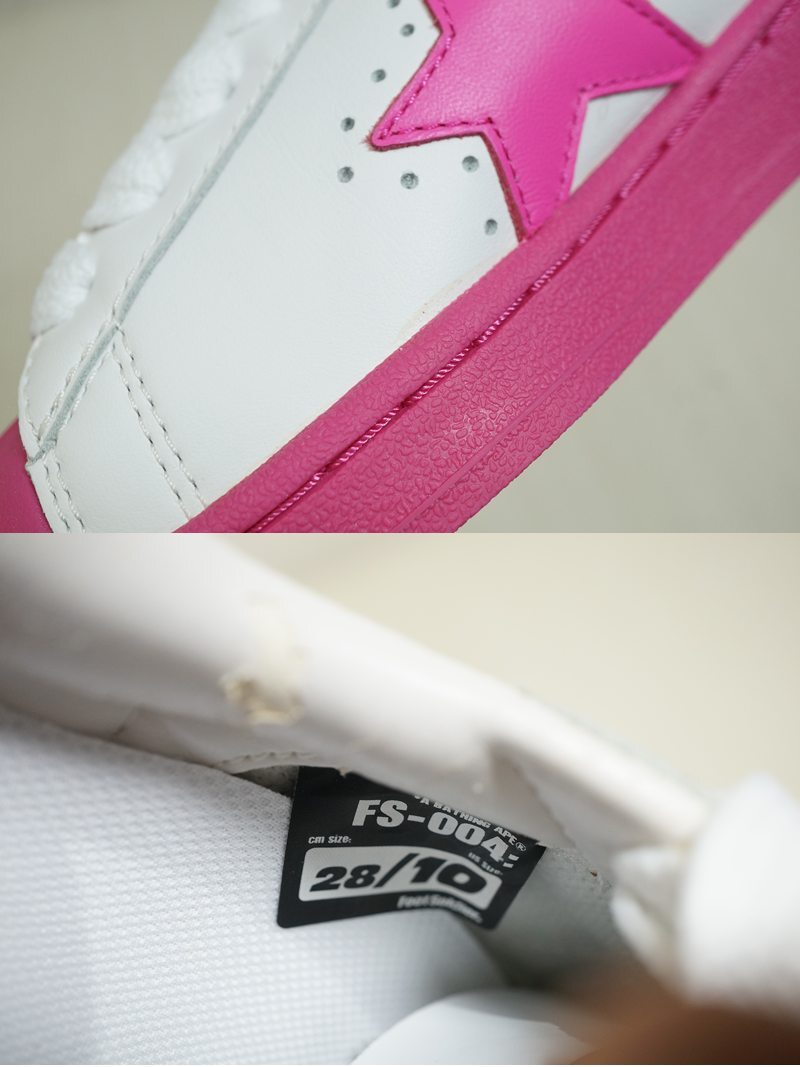 東ハ:未使用【A BATHING APE/ア ベイシング エイプ】FOOT Soldier BAPE STA ピンク×ホワイト FS-004 28㎝ ベイプ スニーカー ★送料無料★_画像9