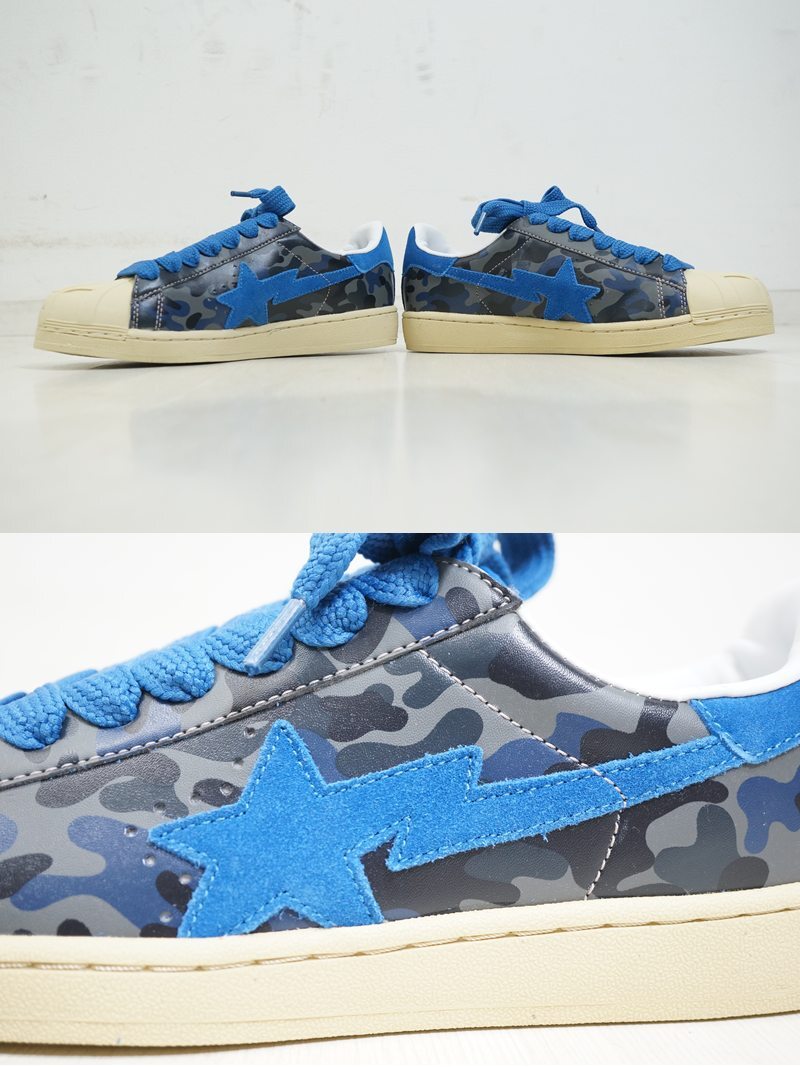 東ハ:未使用【A BATHING APE/ア ベイシング エイプ】FOOT Soldier BAPE STA ブルー×迷彩 28㎝ ベイプ スニーカー ★送料無料★_画像4