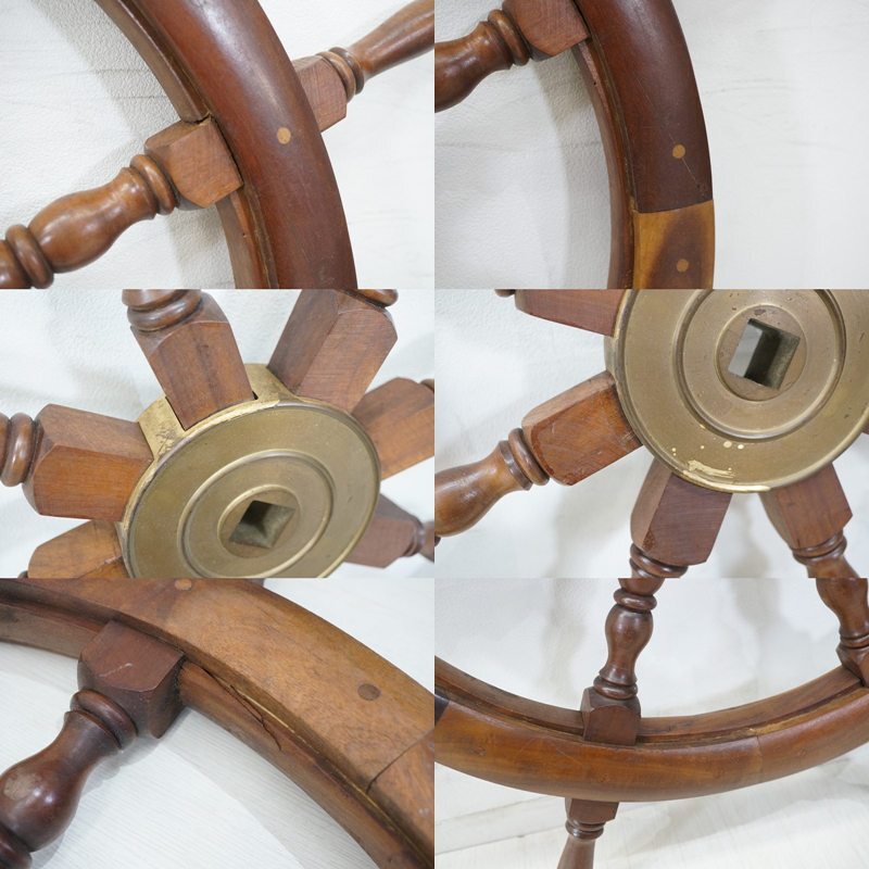 東ハ:【インテリア】船舶 木製ラット 幅約93㎝ 操舵輪 船かじ 船ハンドル 壁飾り ディスプレイアイテム ★送料無料★_画像10