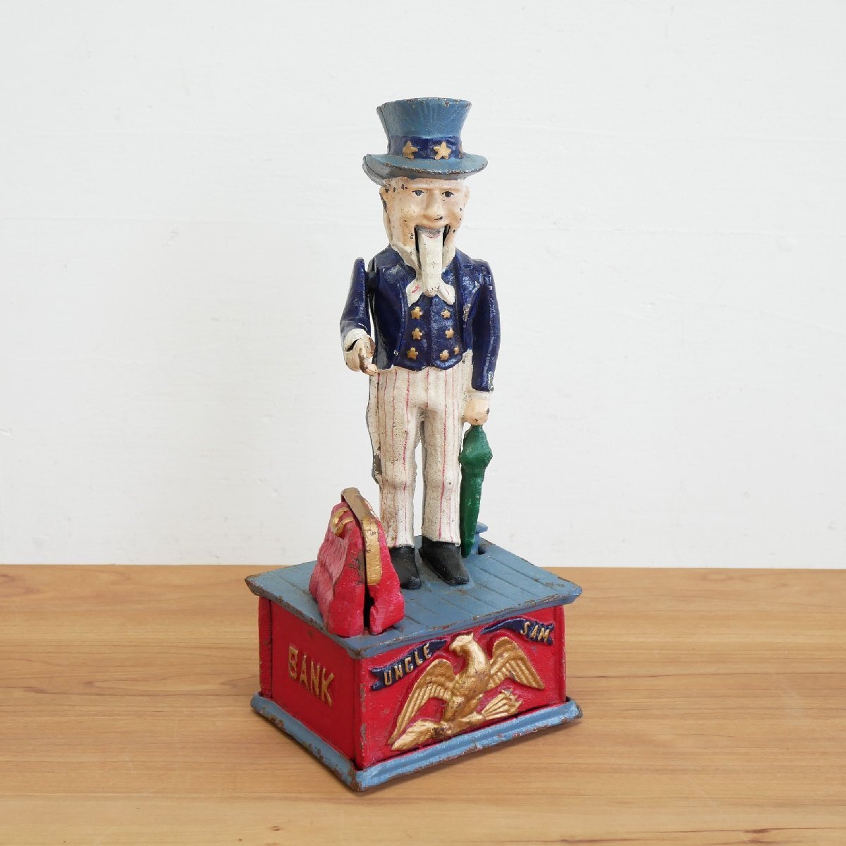 アンクルサム 貯金箱 鋳鉄制 / アメリカ ヴィンテージ キャストアイロン コインバンク 人形 B品 #610-10-230-348