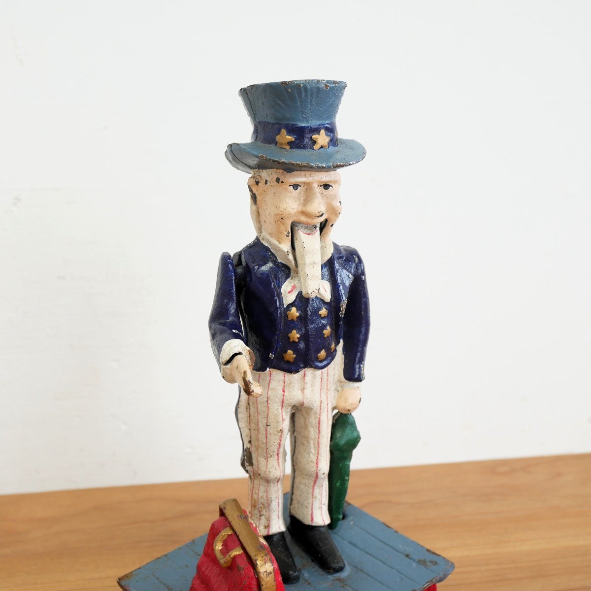 アンクルサム 貯金箱 鋳鉄制 / アメリカ ヴィンテージ キャストアイロン コインバンク 人形 B品 #610-10-230-348