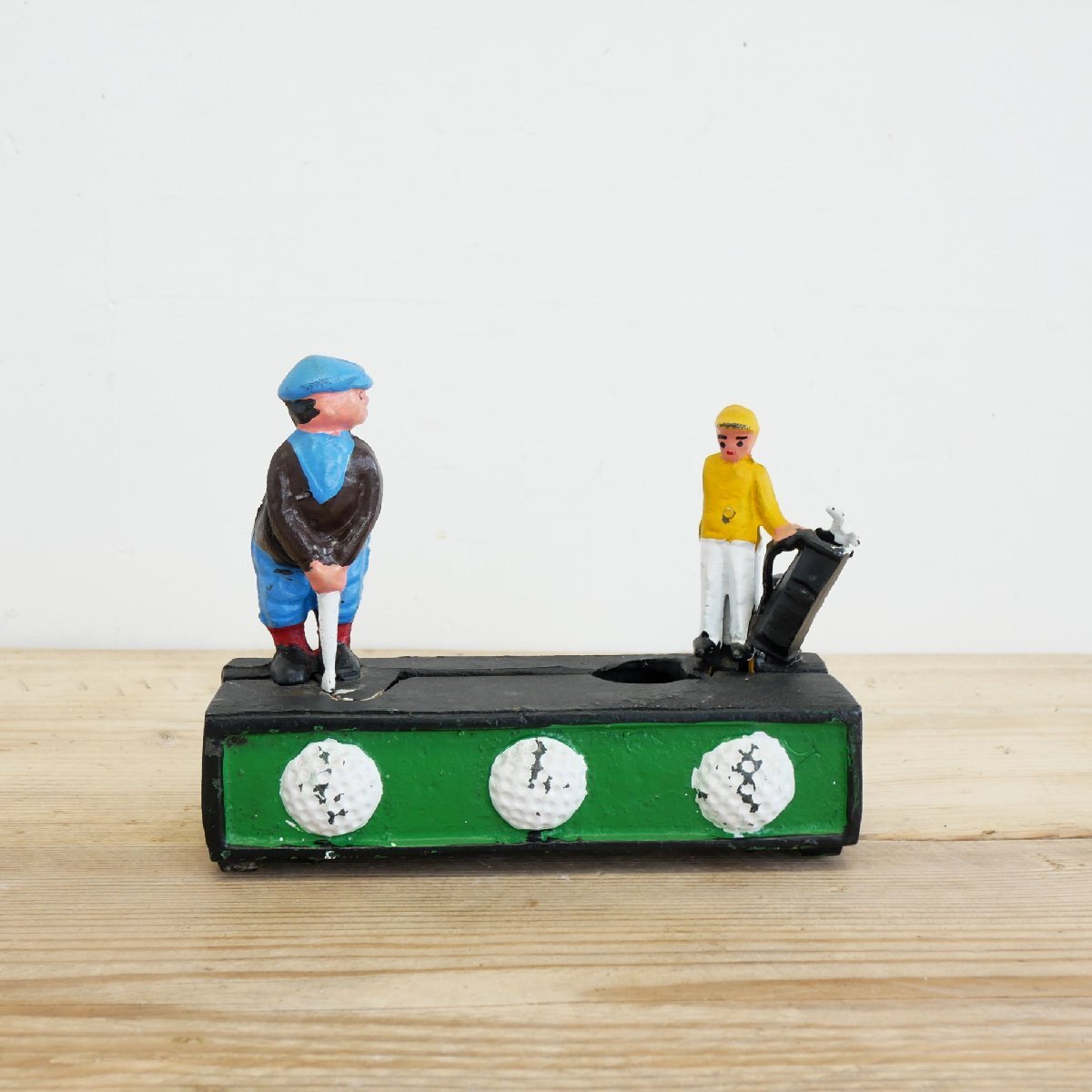 アメリカ ヴィンテージ 貯金箱 ジャンク品 / 鋳鉄制 コインバンク ゴルフ バーディパット バネ式 #510-10-242-400