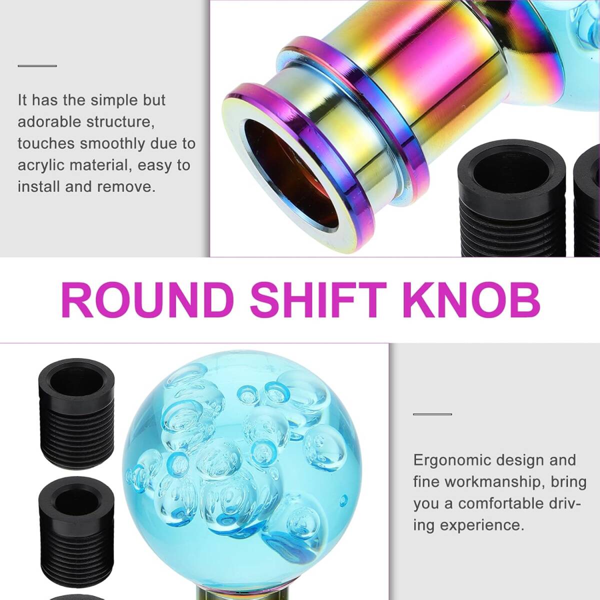 ledmomo シフトノブ M8 M10 丸型 泡入り 汎用_画像4