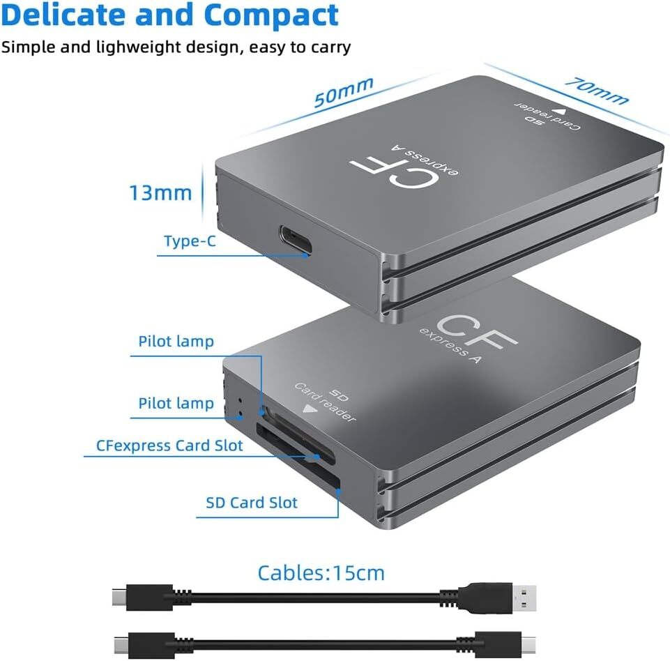 Nsodigry 2 In 1 CFexpress タイプ A SD カード リーダー CFExpress カード リーダー アダプター デュアル スロット SLR 用_画像4