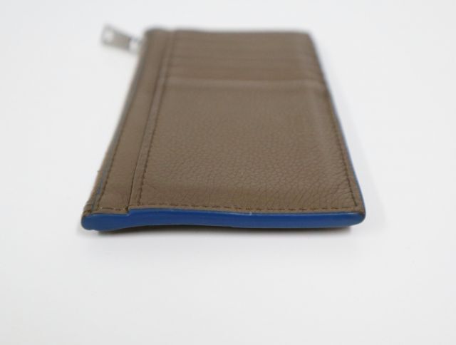 ボッテガヴェネタ BOTTEGA VENETA マキシイントレチャート カードケース グレージュ ブルー 美品 【中古】 コインケース