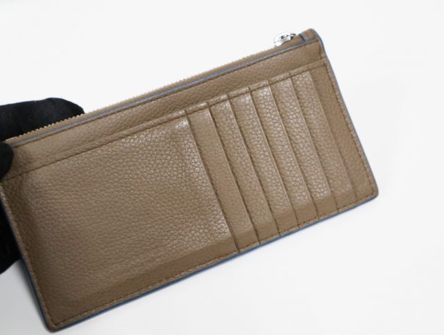 ボッテガヴェネタ BOTTEGA VENETA マキシイントレチャート カードケース グレージュ ブルー 美品 【中古】 コインケース