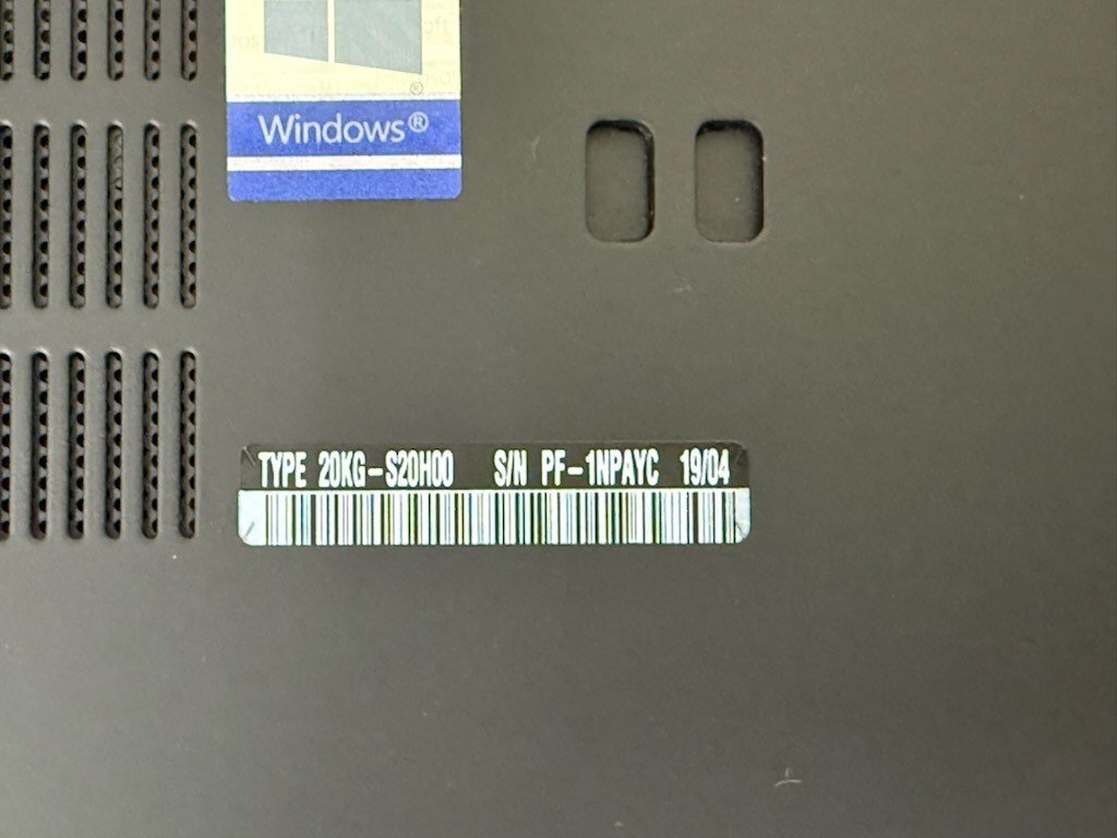 【UEFI起動確認／中古】ThinkPad X1 Carbon [TYPE 20KG-S20H00] (Core i5-8250U, RAM8GB, SSD無し) 本體のみ(ACアダプタ無し)●涂裝面劣化