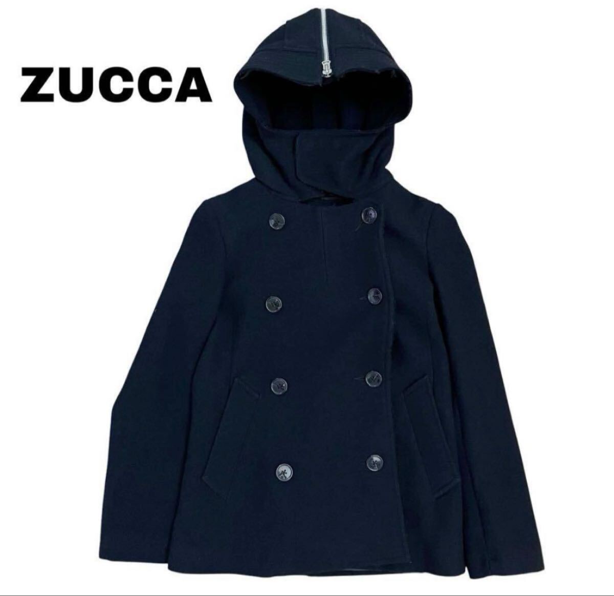 【ZUCCA】ダブルプレストフーディコート　M_画像1