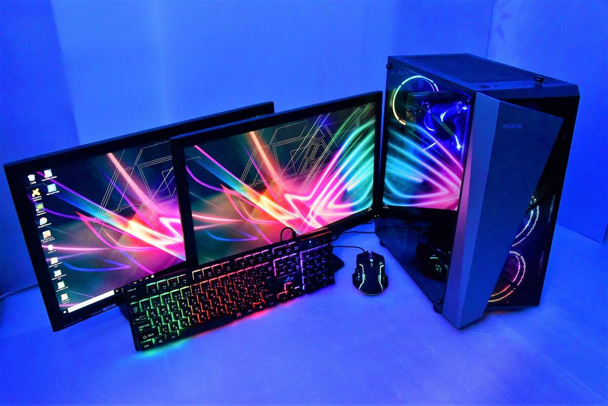 【秋はゲーム三昧】<2画面で快適!超ハイスペックゲーミングPC>XeonE5-2690v2(i7-10700Tより高性能)/64GB/RTX4060/SSD1T+1T/Win11/領収