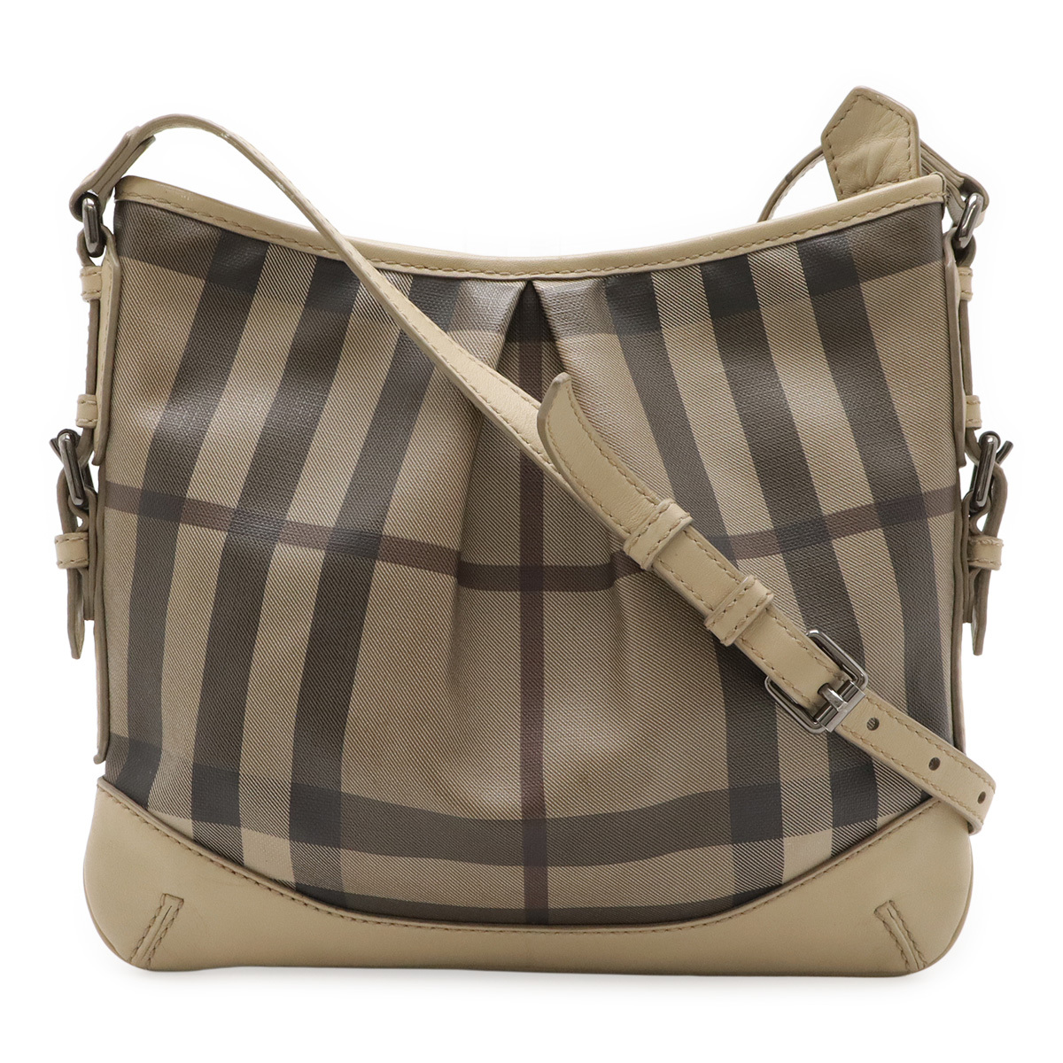 BURBERRY バーバリー スモークドチェック チェック柄 ショルダーバッグ 斜め掛け PVC レザー グレージュ マルチカラー_画像1