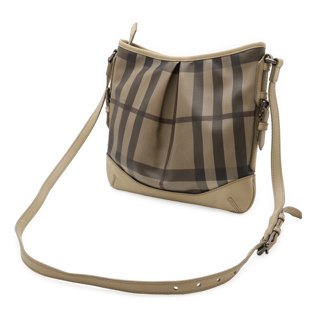 BURBERRY バーバリー スモークドチェック チェック柄 ショルダーバッグ 斜め掛け PVC レザー グレージュ マルチカラー_画像2