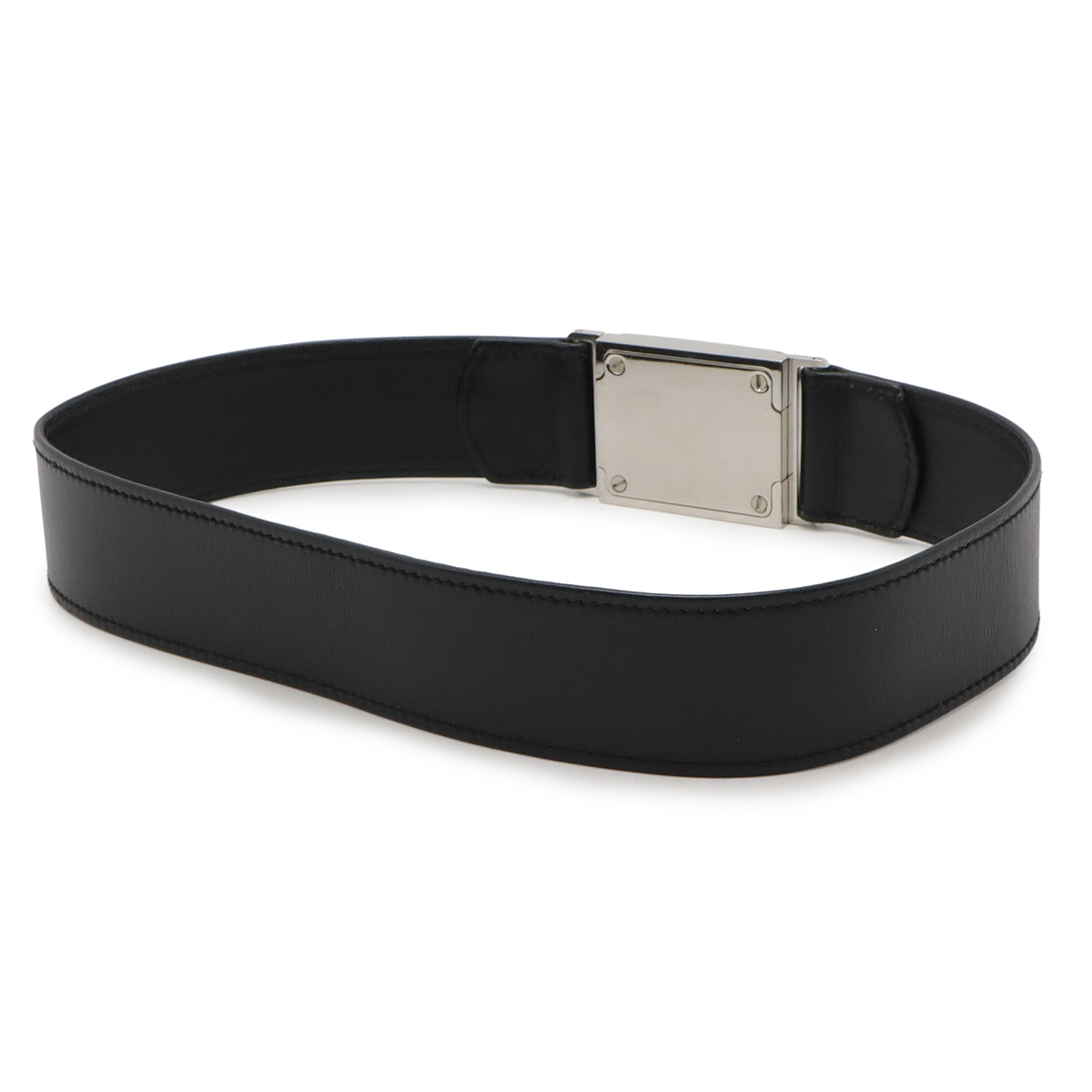 CHANEL シャネル プレートバックル ロゴバックル ココマーク レザー ブラック 黒 シルバー金具 #65 97 P_画像2