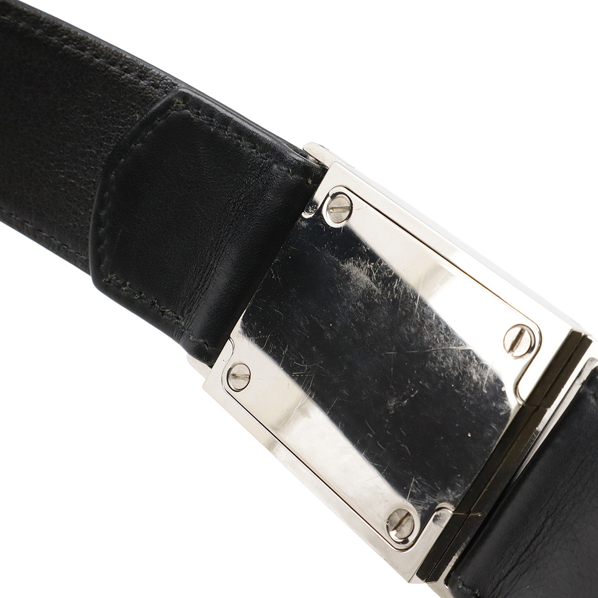 CHANEL シャネル プレートバックル ロゴバックル ココマーク レザー ブラック 黒 シルバー金具 #65 97 P_画像4