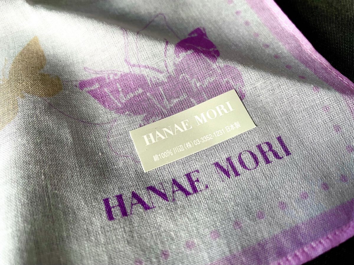 レア新品未使用品HANAE MORI森英恵モリハナエ綿ハンカチ レディースハンカチ蝶々チョウピンク桃色_画像3