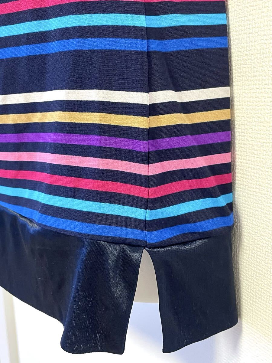 美品USEDナチュラルビューティーベーシックNATURAL BEAUTY BASICジャージータンクトップカラフルボーダーレインボーMサイズ38号サンエー_画像6