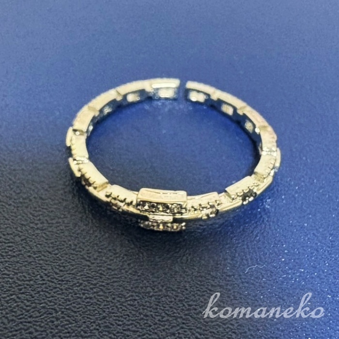 A573 指輪 レディース リング シルバー ジルコニア 細い チェーン フリーサイズ サイズ調節可能_画像1