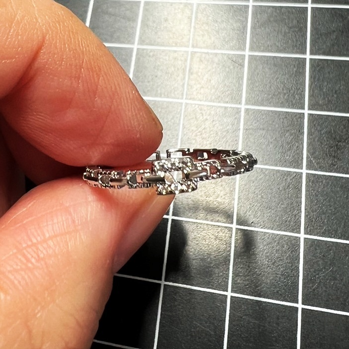 A573 指輪 レディース リング シルバー ジルコニア 細い チェーン フリーサイズ サイズ調節可能_画像5