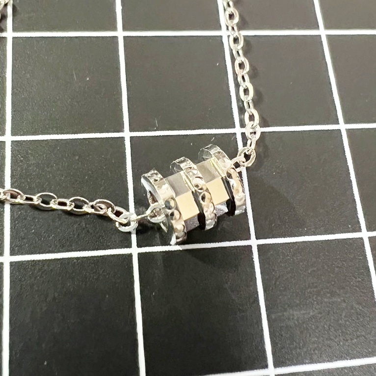 C162 ネックレス レディース シルバー s925 アジャスター有 筒状 リングモチーフ シンプル ペンダント アクセサリー_画像5