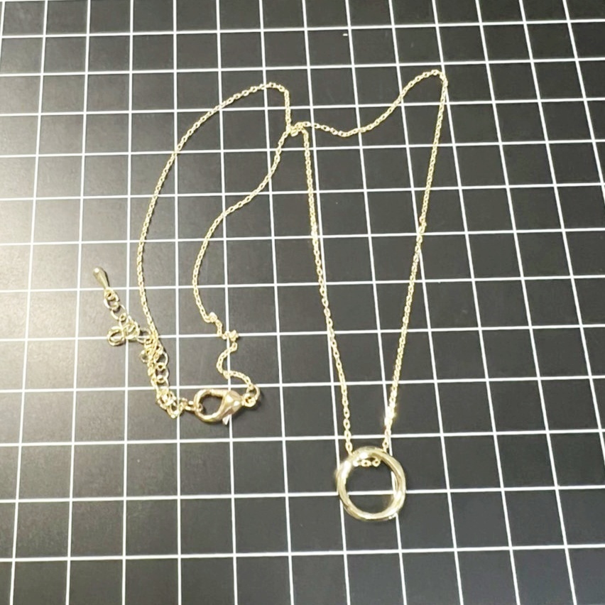 C140 ネックレス レディース ゴールド サークル リング 円 シンプル 上品 アジャスター有り_画像3