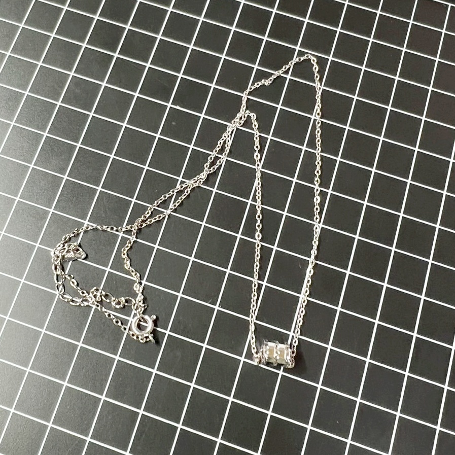 C162 ネックレス レディース シルバー s925 アジャスター有 筒状 リングモチーフ シンプル ペンダント アクセサリー_画像4