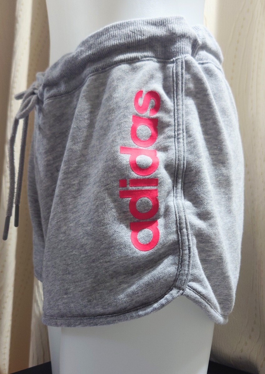 中古★アディダス レディース ショートパンツ XLサイズ LL OT グレー 女子 スポーツウェア 部屋著 短パン ボトムス adidas 匿名配送