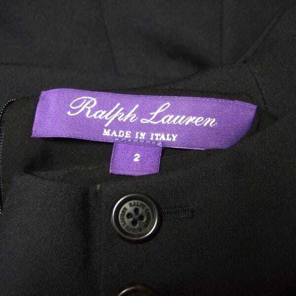 新品同様/ラルフローレン RALPH LAUREN ワンピース イタリア制 表記 2號 М 相當(dāng) 古著 黒 ブラック レディース 春 秋 長袖 毛 絹 シンプル