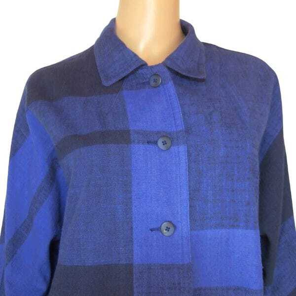 美品/グレープ横浜元町 grape シャツ 大きいサイズ 13号 LL 相当 古着 群青色 青 レディース 春 秋 トップス 綿100 コットン 長袖_画像2