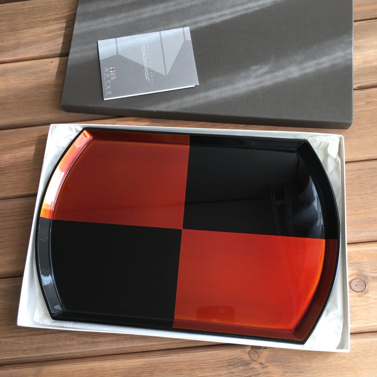 漆器宮内庁御用達山田平安堂 白檀もてなし盆 塗物Japan_画像1