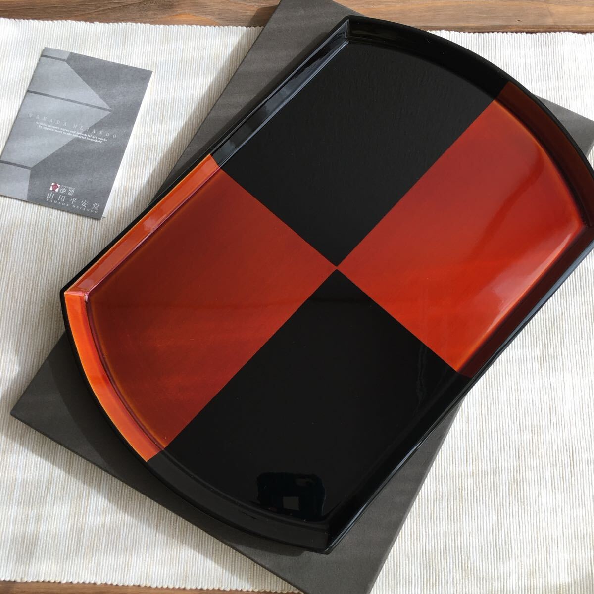 漆器宮内庁御用達山田平安堂 白檀もてなし盆 塗物Japan_画像5