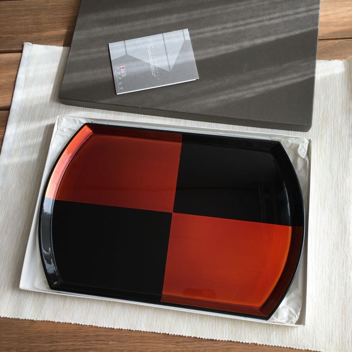 漆器宮内庁御用達山田平安堂 白檀もてなし盆 塗物Japan_画像6