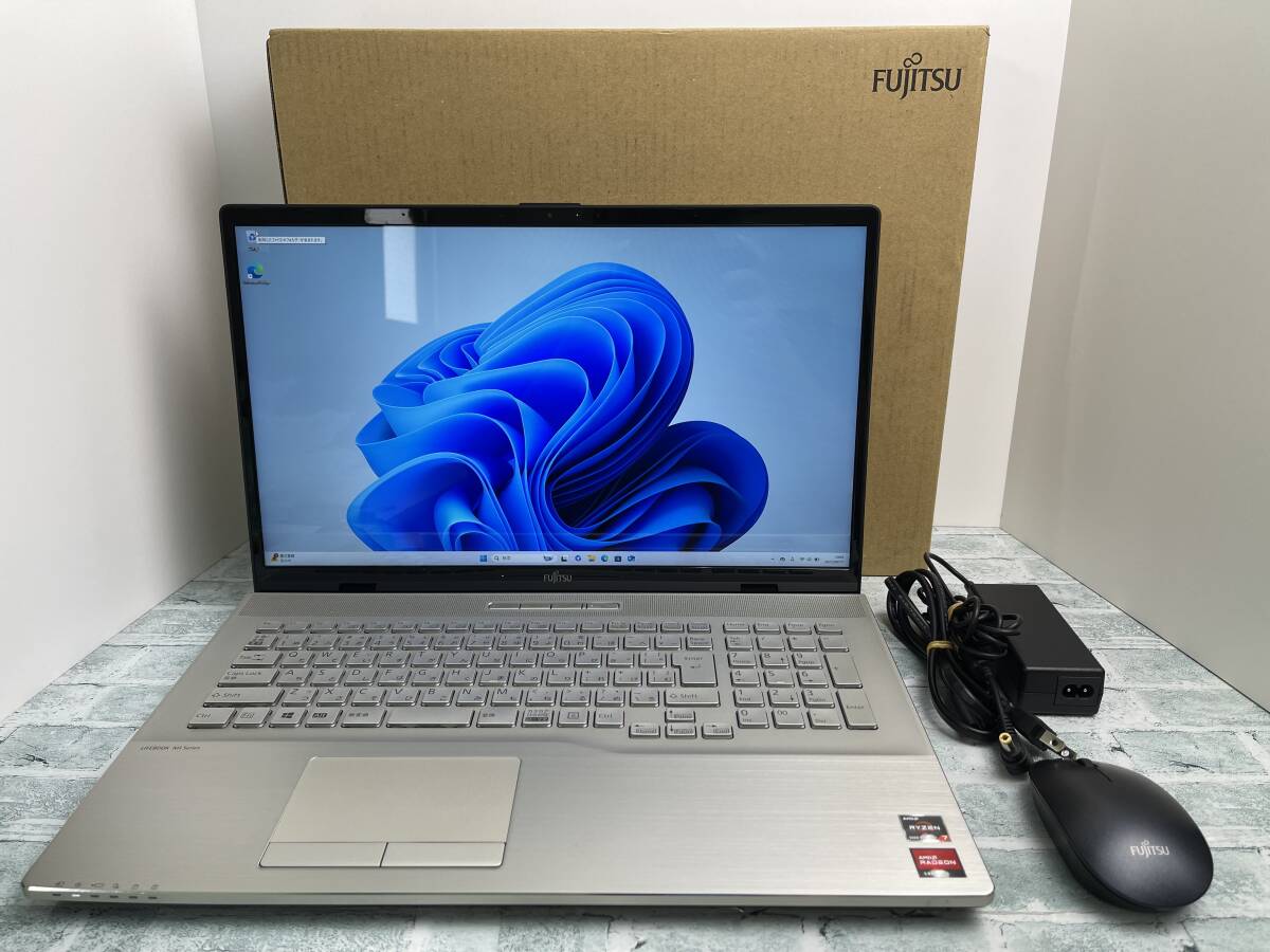 富士通 LIFEBOOK NH77/F3 AMD Ryzen 7 5700U メモリ16GB+SSD512GB+DVD 17.3型FHD Win11 送料無料 N7J1133_画像1