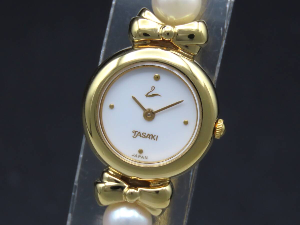 良品 1円~! 稼動品★正規品 TASAKI タサキ 1E20-2090 GP パールブレス クォーツ ホワイトダイヤル レディース腕時計 PPKLG1612