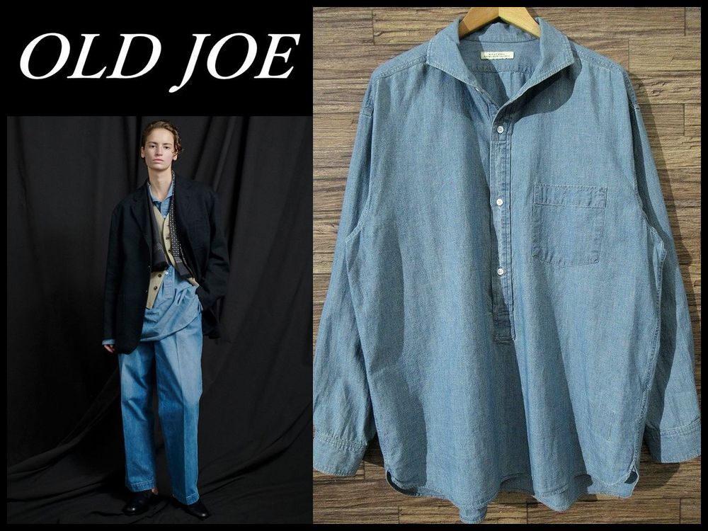送無 極美品 23SS OLD JOE オールドジョー CAMP COLLAR SHIRTS INDIGO CHAMBRAY 長袖 キャンプカラー プルオーバー シャンブレー シャツ 16_画像1
