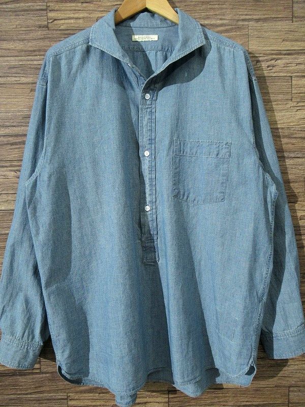 送無 極美品 23SS OLD JOE オールドジョー CAMP COLLAR SHIRTS INDIGO CHAMBRAY 長袖 キャンプカラー プルオーバー シャンブレー シャツ 16_画像2