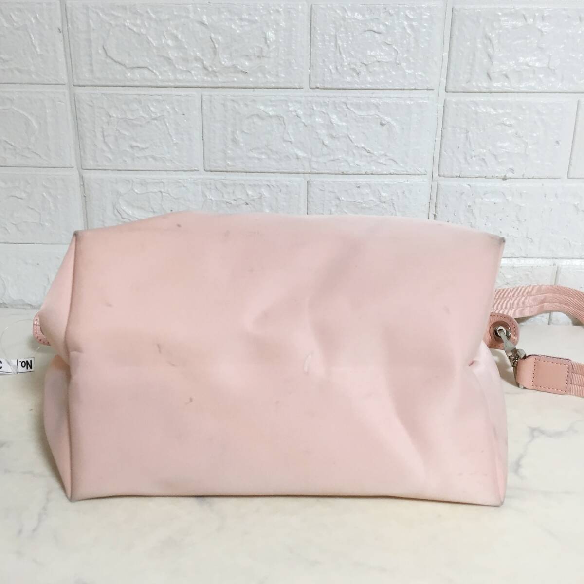 no38084 LONGCHAMP ロンシャン フランス製 レザー ナイロン 2way ショルダー トート バッグ_画像3