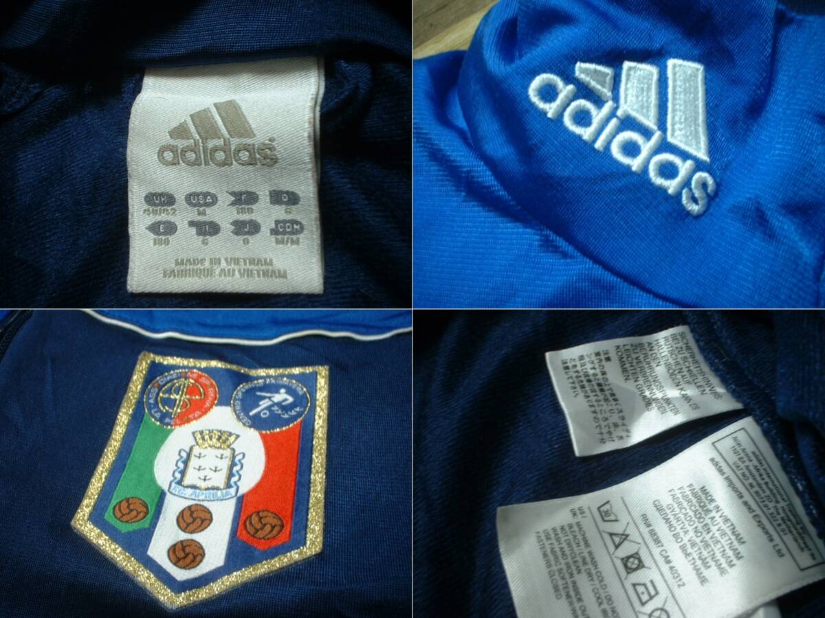 adidasパフォーマンスロゴ刺繍スリーストライプスジャージトップOグッドカラーXLオールドアディダストラックジャケットITALYイタリア企業系_画像3