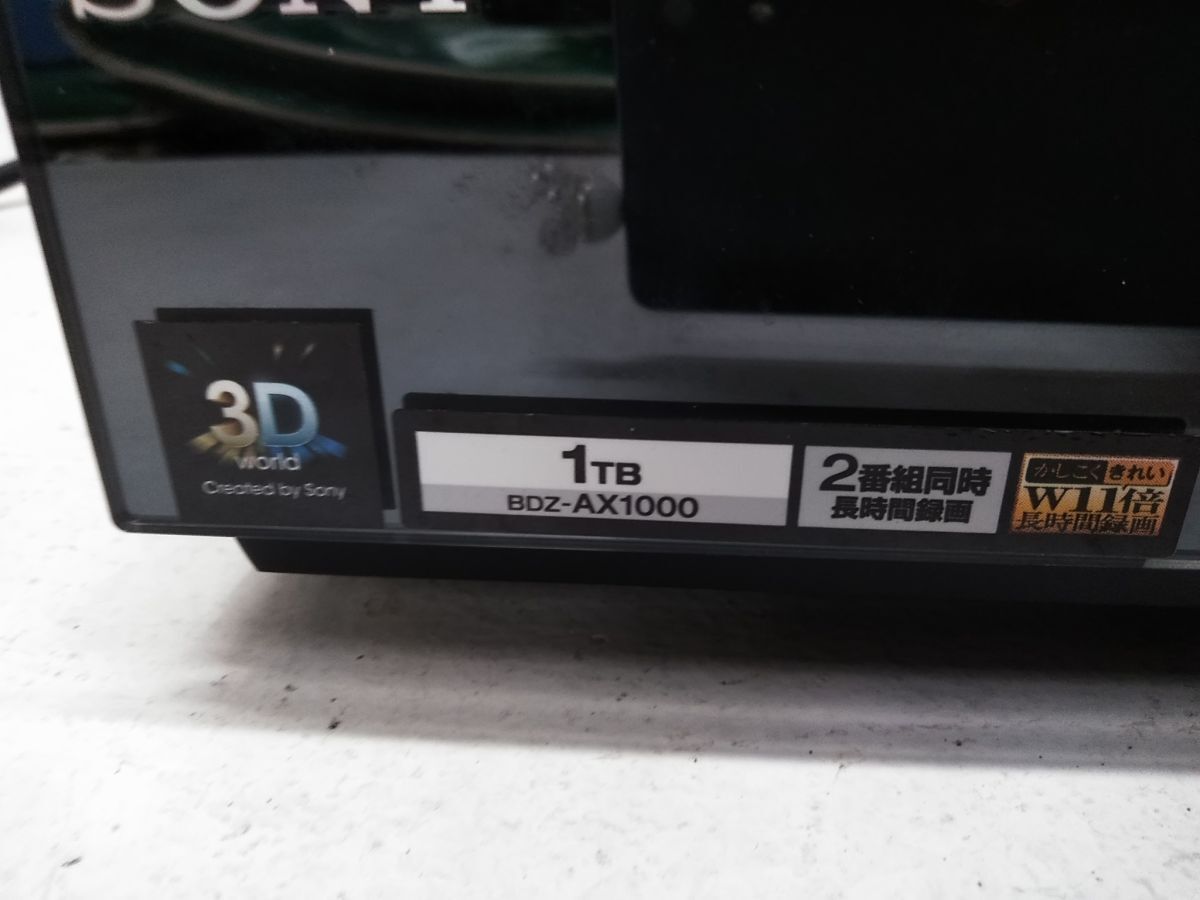 ?訳あり SONY ソニー BDZ-AX1000　HDD/BDレコーダー 1TB 2チューナー 2010年制 0926-95F @100?