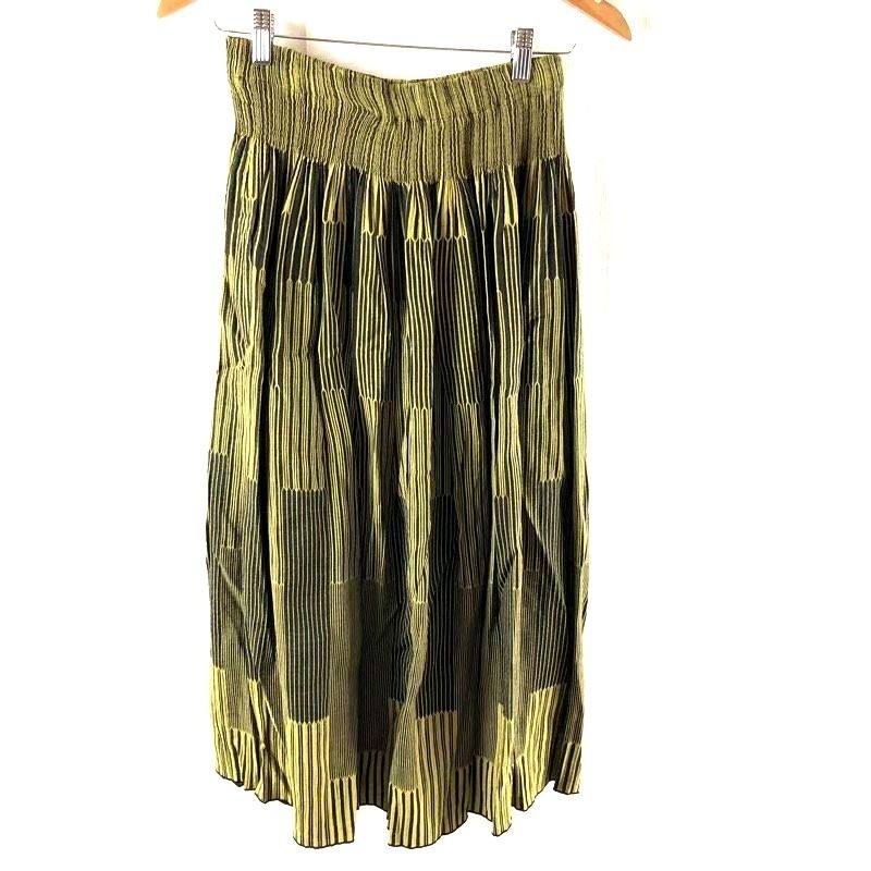 布 produced by NUNO co,ltd. スカート ロング 和柄デザイン ウエストゴム 日本製 緑 黒 2025090100049_画像1